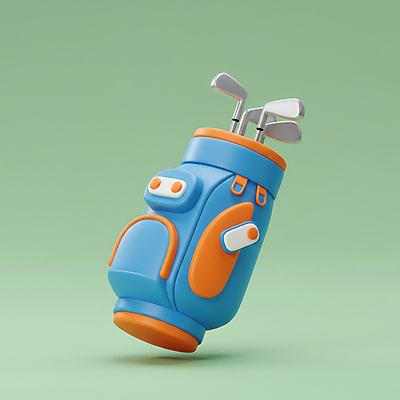 JPG 편집이미지 골프 사람없음 연두색 3D 골프채 골프가방 오브젝트 편집3D AI컴퓨터그래픽 AI콘텐츠 가방 골프용품 초록색 구기 디지털합성 파일형식