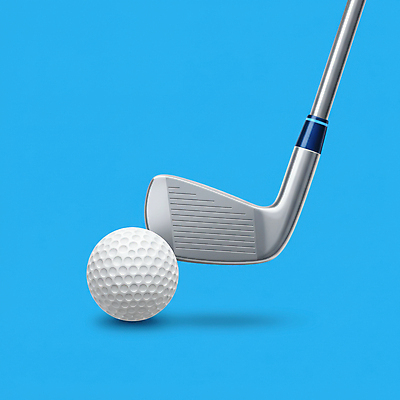 JPG 편집이미지 골프 골프공 사람없음 파란색 3D 골프채 오브젝트 편집3D AI컴퓨터그래픽 AI콘텐츠 컬러 공 골프용품 구기 디지털합성 파일형식