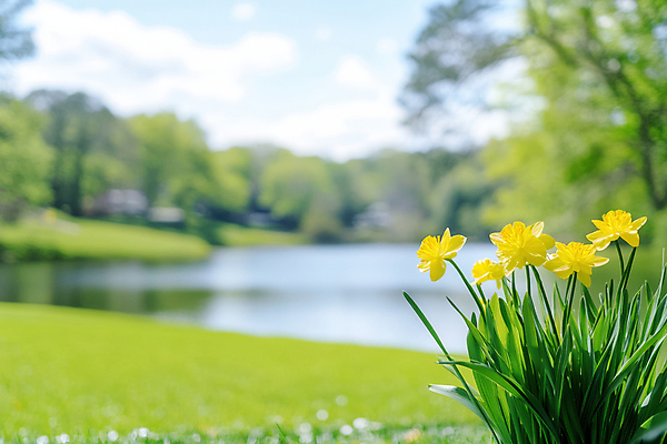 JPG 구름 편집이미지 호수 봄꽃 자연 하늘 잔디 사람없음 봄풍경 수선화 화창 편집실사 AI포토 AI콘텐츠 자연요소 식물 꽃 날씨 풍경 봄 CG 생태계 파일형식
