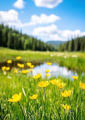 JPG 나무 구름 편집이미지 꽃밭 봄꽃 자연 하늘 잔디 사람없음 봄풍경 들꽃 연못 숲 화창 편집실사 AI포토 AI콘텐츠 자연요소 식물 꽃 날씨 풍경 봄 CG 생태계 파일형식