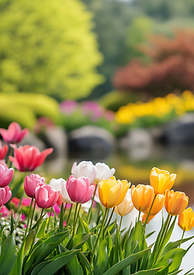 JPG 나무 편집이미지 잎 꽃밭 봄꽃 자연 사람없음 봄풍경 튤립 화창 편집실사 AI포토 AI콘텐츠 식물 꽃 날씨 풍경 봄 CG 생태계 파일형식