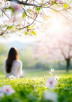 JPG 편집이미지 여자 봄꽃 자연 한명 앉기 잔디 상반신 성인 햇빛 봄풍경 나뭇가지 벚나무 화창 성인여자한명만 편집실사 AI인물포토 AI콘텐츠 나무 식물 1 꽃 모션 날씨 사람 풍경 태양 봄 벚꽃 CG 생태계 여자한명만 성인여자만 파일형식 AI포토