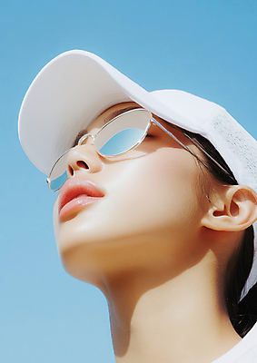 JPG 모델 편집이미지 여자 얼굴 하늘 그림자 한명 성인 여름 선글라스 햇빛 뷰티 캡모자 의료성형뷰티 성인여자한명만 안경낌 편집실사 AI인물포토 AI콘텐츠 모자_잡화 1 계절 안경 사람 신체부위 태양 CG 여자한명만 성인여자만 파일형식 AI포토