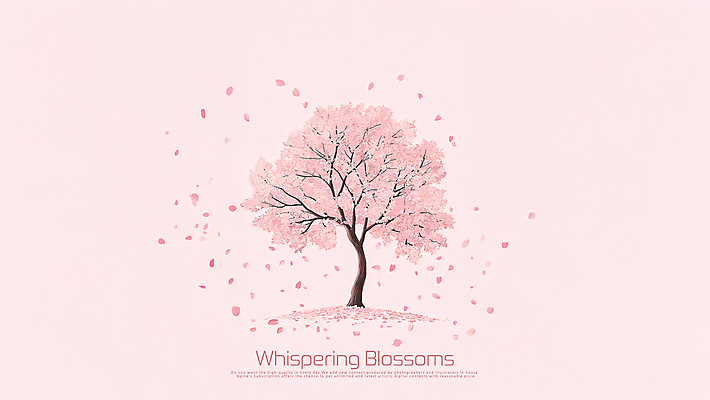 PSD 꽃잎 분홍색 일러스트 사람없음 봄 벚나무 감성 흩날리기 국내일러스트 나무 계절 꽃 컬러 컨셉 모션 벚꽃 파일형식