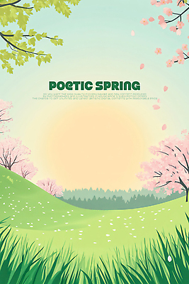 PSD 꽃잎 일러스트 하늘 초원 사람없음 태양 봄풍경 벚꽃 나뭇가지 풀잎 국내일러스트 자연요소 나무 꽃 잎 풍경 봄 풀_식물 파일형식