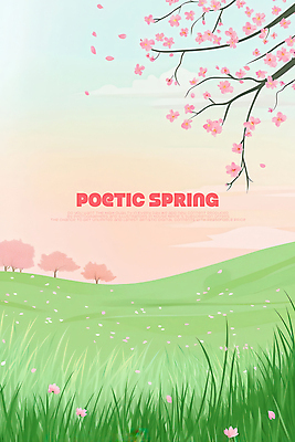 PSD 꽃잎 일러스트 하늘 초원 사람없음 노을 봄풍경 벚꽃 나뭇가지 풀잎 국내일러스트 자연요소 나무 꽃 잎 풍경 봄 풀_식물 파일형식