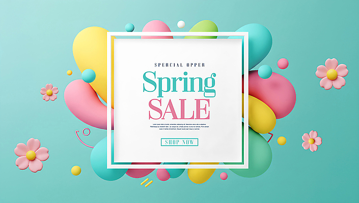 PSD 템플릿 추상 사각프레임 이벤트 사람없음 3D 세일 봄 벚꽃 청록색 이미지템플릿 계절 꽃 컬러 무늬 프레임 사각형 디지털합성 파일형식