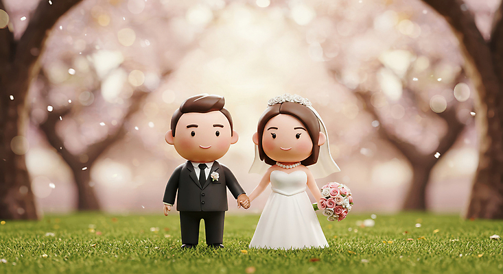 JPG 전신 편집이미지 여자 남자 행복 부케 웨딩드레스 신혼부부 결혼식 면사포 3D캐릭터 사랑 미소 들기 턱시도 잔디 성인 두명 3D 손잡기 축하 벚나무 보케 신랑신부 성인만 웨딩촬영 편집3D AI컴퓨터그래픽 AI콘텐츠 나무 식물 캐릭터 부부 드레스 감정 신부_웨딩 꽃다발 신랑 결혼 컨셉 모션 표정 사람 정장 벚꽃 디지털합성 신혼 결혼소품 기념사진 파일형식