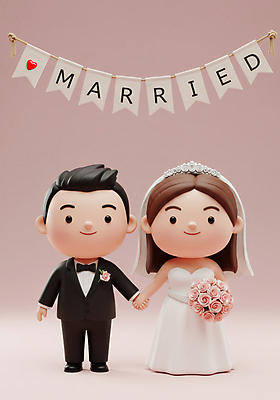 JPG 전신 편집이미지 여자 남자 행복 분홍색 부케 웨딩드레스 신혼부부 결혼식 면사포 3D캐릭터 사랑 미소 들기 턱시도 성인 두명 3D 손잡기 축하 가랜드 신랑신부 성인만 웨딩촬영 편집3D AI컴퓨터그래픽 AI콘텐츠 캐릭터 부부 드레스 감정 신부_웨딩 컬러 꽃다발 신랑 결혼 컨셉 모션 표정 사람 정장 디지털합성 파티용품 신혼 결혼소품 기념사진 파일형식