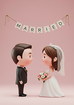 JPG 전신 편집이미지 여자 남자 행복 분홍색 부케 웨딩드레스 신혼부부 결혼식 면사포 3D캐릭터 사랑 미소 들기 턱시도 성인 두명 3D 마주보기 축하 가랜드 신랑신부 성인만 웨딩촬영 편집3D AI컴퓨터그래픽 AI콘텐츠 캐릭터 부부 드레스 감정 신부_웨딩 컬러 꽃다발 신랑 결혼 컨셉 모션 표정 사람 정장 디지털합성 파티용품 신혼 결혼소품 기념사진 파일형식