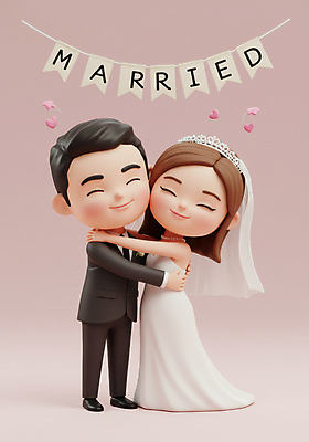 JPG 전신 편집이미지 여자 남자 행복 분홍색 웨딩드레스 신혼부부 포옹 결혼식 면사포 3D캐릭터 사랑 미소 턱시도 성인 두명 3D 축하 가랜드 신랑신부 성인만 웨딩촬영 편집3D AI컴퓨터그래픽 AI콘텐츠 캐릭터 부부 드레스 감정 신부_웨딩 컬러 신랑 결혼 컨셉 안기 표정 사람 정장 디지털합성 파티용품 신혼 결혼소품 기념사진 파일형식