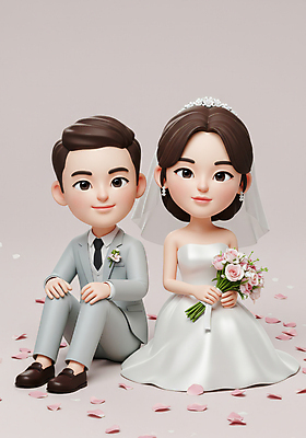 JPG 전신 편집이미지 여자 남자 꽃잎 행복 부케 웨딩드레스 신혼부부 결혼식 면사포 3D캐릭터 사랑 미소 들기 앉기 턱시도 성인 두명 3D 회색 축하 신랑신부 성인만 웨딩촬영 편집3D AI컴퓨터그래픽 AI콘텐츠 캐릭터 부부 드레스 꽃 감정 신부_웨딩 컬러 꽃다발 신랑 결혼 컨셉 모션 표정 사람 정장 디지털합성 신혼 결혼소품 기념사진 파일형식