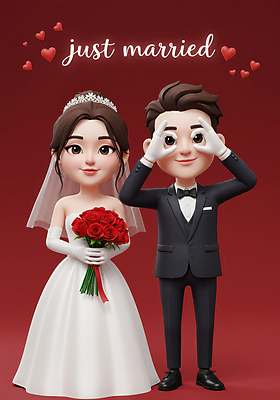 JPG 전신 편집이미지 여자 남자 행복 부케 웨딩드레스 신혼부부 결혼식 면사포 3D캐릭터 사랑 미소 들기 턱시도 성인 두명 빨간색 3D 손들기 하트 축하 신랑신부 성인만 웨딩촬영 편집3D AI컴퓨터그래픽 AI콘텐츠 모양 캐릭터 부부 드레스 감정 신부_웨딩 컬러 꽃다발 신랑 결혼 컨셉 모션 표정 사람 정장 디지털합성 신혼 결혼소품 기념사진 파일형식