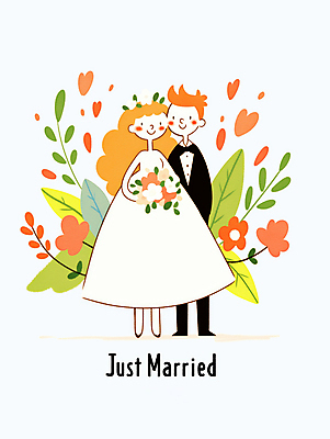 JPG 전신 여자 남자 행복 신부 부케 웨딩드레스 신랑 잎 일러스트 신혼부부 결혼식 사랑 미소 들기 턱시도 성인 두명 하트 축하 성인만 국내일러스트 AI일러스트 AI콘텐츠 모양 식물 부부 드레스 감정 꽃다발 결혼 컨셉 모션 표정 사람 정장 신혼 파일형식