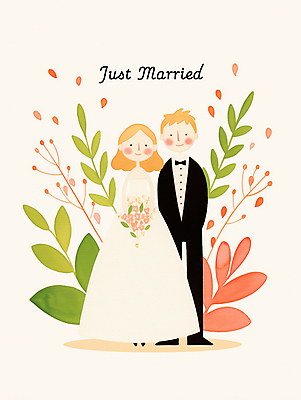 JPG 전신 여자 남자 행복 신부 부케 웨딩드레스 신랑 잎 일러스트 신혼부부 결혼식 사랑 미소 들기 턱시도 성인 두명 축하 성인만 국내일러스트 AI일러스트 AI콘텐츠 식물 부부 드레스 감정 꽃다발 결혼 컨셉 모션 표정 사람 정장 신혼 파일형식