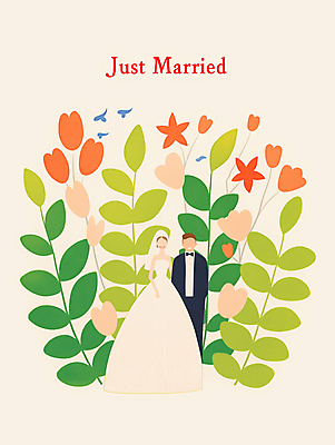 JPG 전신 여자 남자 꽃 행복 신부 웨딩드레스 신랑 잎 일러스트 신혼부부 결혼식 사랑 미소 턱시도 성인 두명 축하 성인만 국내일러스트 AI일러스트 AI콘텐츠 식물 부부 드레스 감정 결혼 컨셉 표정 사람 정장 신혼 파일형식