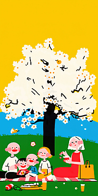 JPG 여자 남자 행복 어린이 음식 가방 일러스트 꽃나무 미소 들기 앉기 소녀 소년 잔디 초원 여러명 성인 즐거움 돗자리 봄소풍 국내일러스트 AI일러스트 AI콘텐츠 나무 식물 잡화 꽃 감정 다수 모션 표정 사람 소풍 봄 파일형식