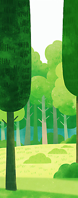 JPG 나무 일러스트 자연 잔디 사람없음 초록색 평화 숲속 감성 국내일러스트 AI일러스트 AI콘텐츠 식물 컬러 컨셉 숲 생태계 파일형식