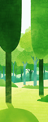 JPG 나무 일러스트 자연 잔디 사람없음 초록색 평화 숲속 감성 국내일러스트 AI일러스트 AI콘텐츠 식물 컬러 컨셉 숲 생태계 파일형식