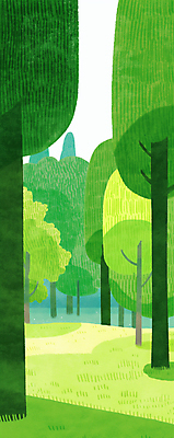 JPG 나무 일러스트 자연 잔디 사람없음 초록색 평화 숲속 감성 국내일러스트 AI일러스트 AI콘텐츠 식물 컬러 컨셉 숲 생태계 파일형식