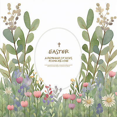 PSD 기독교 십자가 일러스트 나뭇잎 수채화 부활절 사람없음 초록색 빈티지 원형프레임 꽃프레임 카피스페이스 국내일러스트 기념일 꽃 종교 컬러 컨셉 잎 프레임 공백 원형 파일형식