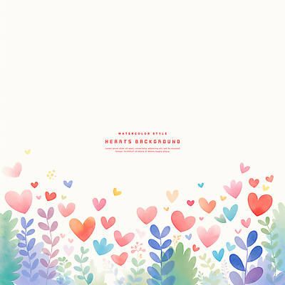 PSD 잎 일러스트 수채화 사랑 사람없음 하트백그라운드 카피스페이스 국내일러스트 식물 감정 백그라운드 공백 하트 파일형식
