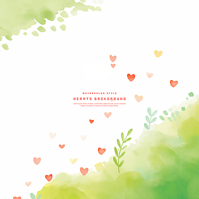 PSD 잎 일러스트 수채화 사랑 사람없음 연두색 하트백그라운드 카피스페이스 국내일러스트 식물 감정 백그라운드 초록색 공백 하트 파일형식