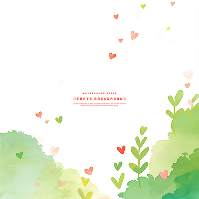 PSD 잎 일러스트 수채화 사랑 사람없음 연두색 하트백그라운드 카피스페이스 국내일러스트 식물 감정 백그라운드 초록색 공백 하트 파일형식