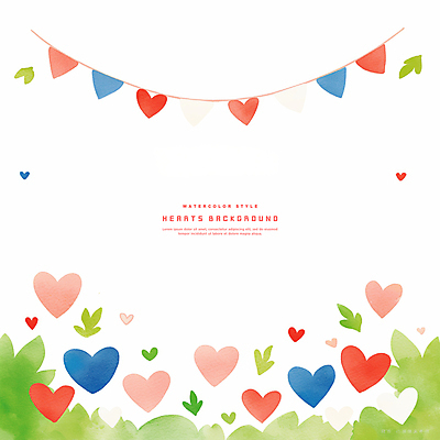 PSD 잎 일러스트 수채화 사랑 사람없음 하트백그라운드 가랜드 카피스페이스 국내일러스트 식물 감정 백그라운드 공백 하트 파티용품 파일형식