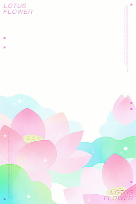 PSD 분홍색 백그라운드 일러스트 수채화 연꽃 사람없음 평화 연잎 그라데이션 파스텔톤 국내일러스트 꽃 컬러 컨셉 잎 파일형식
