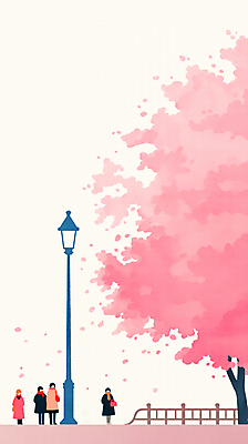 JPG 전신 여자 남자 꽃잎 분홍색 가로등 일러스트 바람 수채화 여러명 성인 봄 산책 벚꽃 안전펜스 성인만 국내일러스트 AI일러스트 AI콘텐츠 자연요소 계절 공공시설 꽃 컬러 다수 날씨 휴식 사람 울타리 파일형식