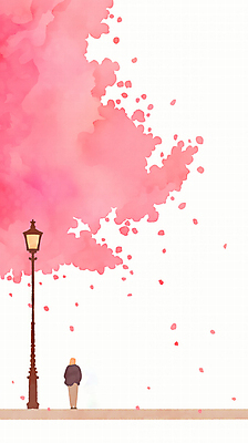 JPG 전신 여자 꽃잎 분홍색 가로등 일러스트 바람 수채화 한명 성인 봄 산책 벚꽃 성인여자한명만 국내일러스트 AI일러스트 AI콘텐츠 자연요소 1 계절 공공시설 꽃 컬러 날씨 휴식 사람 여자한명만 성인여자만 파일형식