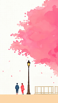 JPG 전신 커플 여자 남자 꽃잎 분홍색 가로등 일러스트 바람 수채화 성인 두명 봄 벚꽃 성인만 국내일러스트 AI일러스트 AI콘텐츠 자연요소 계절 공공시설 꽃 컬러 관계 날씨 사람 파일형식