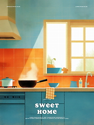 PSD 일러스트 창문 주방용품 집안 요리 사람없음 일상 파란색 빛 인테리어 햇빛 주방 오븐 냄비 수증기 편안함 창가 싱크대 렌지후드 환기구 국내일러스트 디자인 컬러 생활용품 실내 라이프 태양 가전제품 감각 솥 개수대 환풍기 파일형식