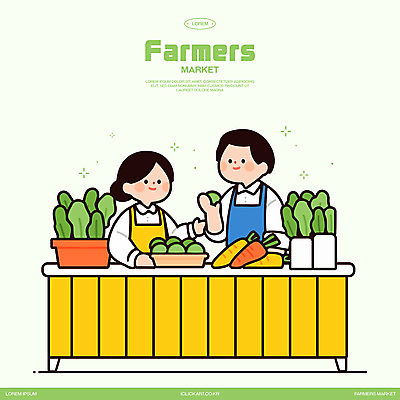 여자 남자 채소 일러스트 들기 상반신 성인 두명 연두색 판매 상점 앞치마 시장 상인 가판대 성인만 소상공인 국내일러스트 AI파일 직업 모션 사람 초록색 경제 파일형식 벡터