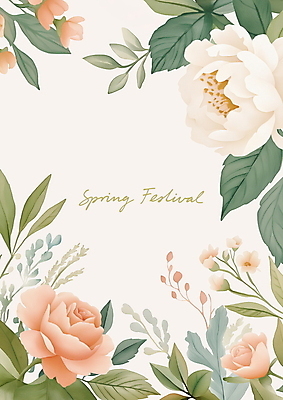 PSD 잎 일러스트 봄꽃 수채화 사람없음 로맨틱 빈티지 꽃프레임 연분홍색 카피스페이스 봄축제 국내일러스트 식물 꽃 분홍색 컨셉 프레임 축제 봄 공백 파일형식