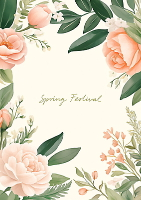 PSD 잎 일러스트 봄꽃 수채화 사람없음 로맨틱 빈티지 꽃프레임 연분홍색 카피스페이스 봄축제 국내일러스트 식물 꽃 분홍색 컨셉 프레임 축제 봄 공백 파일형식
