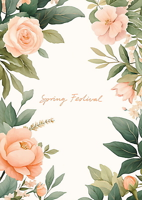PSD 잎 일러스트 봄꽃 수채화 사람없음 로맨틱 빈티지 꽃프레임 연분홍색 카피스페이스 봄축제 국내일러스트 식물 꽃 분홍색 컨셉 프레임 축제 봄 공백 파일형식
