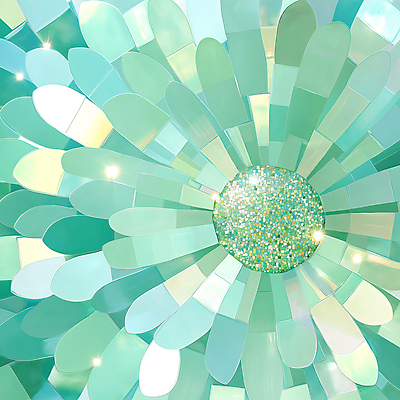 JPG 꽃 백그라운드 일러스트 사람없음 반짝임 화려 보석 질감 청록색 국내일러스트 AI일러스트 AI콘텐츠 식물 컬러 컨셉 모션 광석 파일형식