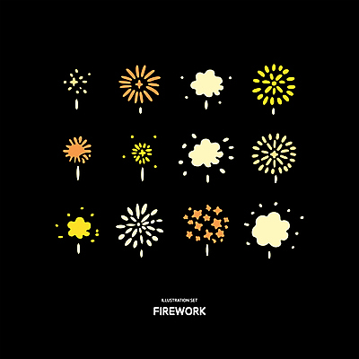 일러스트 폭죽 불꽃놀이 사람없음 세트 노란색 오브젝트 엘리먼트 이펙트그래픽 국내일러스트 AI파일 컬러 그래픽백그라운드 놀이 파일형식 벡터