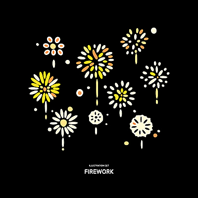 일러스트 폭죽 불꽃놀이 사람없음 세트 노란색 오브젝트 엘리먼트 이펙트그래픽 국내일러스트 AI파일 컬러 그래픽백그라운드 놀이 파일형식 벡터
