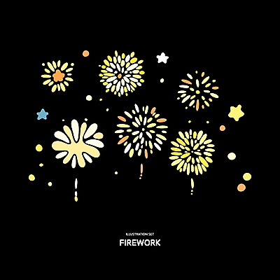일러스트 폭죽 불꽃놀이 사람없음 세트 노란색 오브젝트 엘리먼트 이펙트그래픽 국내일러스트 AI파일 컬러 그래픽백그라운드 놀이 파일형식 벡터
