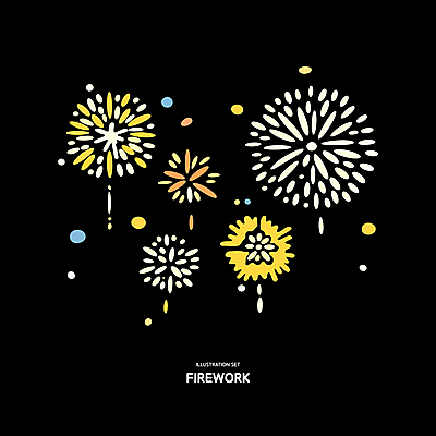일러스트 폭죽 불꽃놀이 사람없음 세트 노란색 오브젝트 엘리먼트 이펙트그래픽 국내일러스트 AI파일 컬러 그래픽백그라운드 놀이 파일형식 벡터