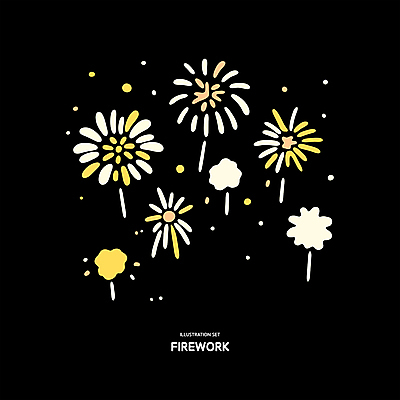 일러스트 폭죽 불꽃놀이 사람없음 세트 노란색 오브젝트 엘리먼트 이펙트그래픽 국내일러스트 AI파일 컬러 그래픽백그라운드 놀이 파일형식 벡터