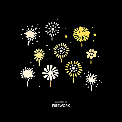 일러스트 폭죽 불꽃놀이 사람없음 세트 노란색 오브젝트 엘리먼트 이펙트그래픽 국내일러스트 AI파일 컬러 그래픽백그라운드 놀이 파일형식 벡터