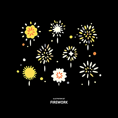 일러스트 폭죽 불꽃놀이 사람없음 세트 노란색 오브젝트 엘리먼트 이펙트그래픽 국내일러스트 AI파일 컬러 그래픽백그라운드 놀이 파일형식 벡터