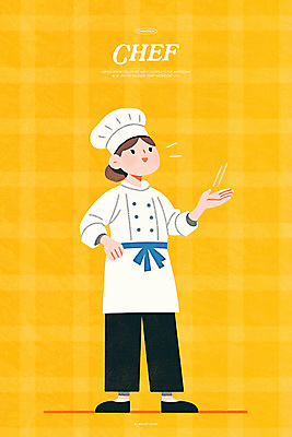 전신 PSD 여자 허리손 일러스트 직업캐릭터 요리사모자 한명 미소 성인 노란색 앞치마 자신감 조리복 성인여자한명만 국내일러스트 일러캐릭터 직업 캐릭터 모자_잡화 1 감정 컬러 포즈 유니폼 표정 사람 요리사 여자한명만 성인여자만 파일형식
