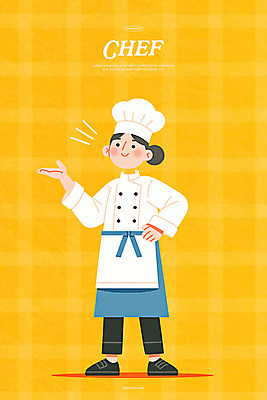 전신 PSD 여자 허리손 일러스트 직업캐릭터 요리사모자 한명 미소 성인 노란색 손들기 앞치마 자신감 조리복 성인여자한명만 국내일러스트 일러캐릭터 직업 캐릭터 모자_잡화 1 감정 컬러 포즈 유니폼 모션 표정 사람 요리사 여자한명만 성인여자만 파일형식