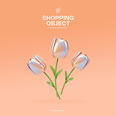 PSD 아이콘 사람없음 3D아이콘 3D 금속 주황색 튤립 오브젝트 광택 봄쇼핑 엘리먼트 편집3D 꽃 컬러 재질 쇼핑 봄 디지털합성 파일형식
