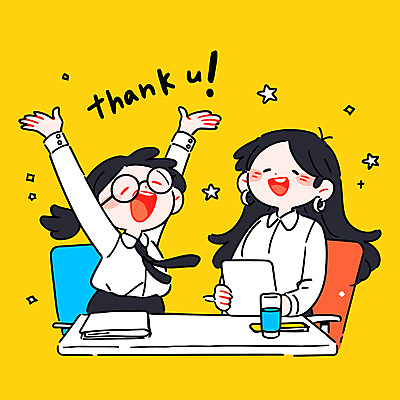 여자 의자 일러스트 협력 직장 미소 들기 정장 상반신 성인 두명 반짝임 사무실 노란색 만세 비즈니스우먼 물컵 책상 동료 문서 감사 땡큐 프로젝트 성인여자만 안경낌 국내일러스트 AI파일 옷 감정 안경 컬러 가구 회사 비즈니스 관계 모션 표정 사람 컵 직장인 여자만 성인만 파일형식 벡터
